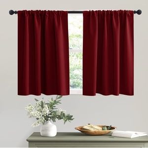 Burgundy red curtains